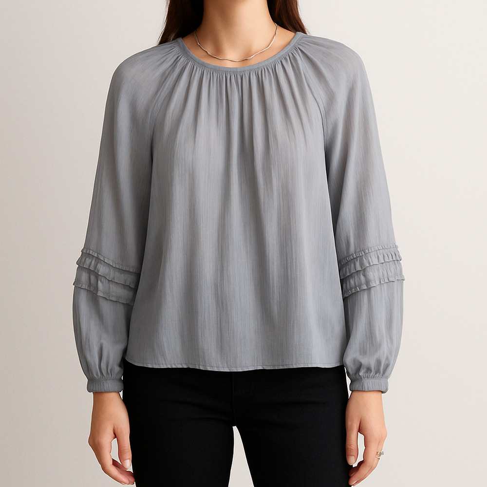 Ann Taylor Light Gray Peasant Blouse